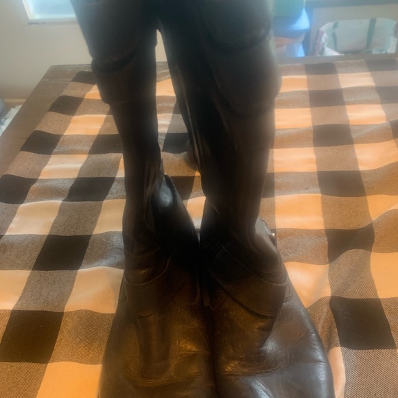 Ladies black leather zip up riding boots - Picture 3 of 7